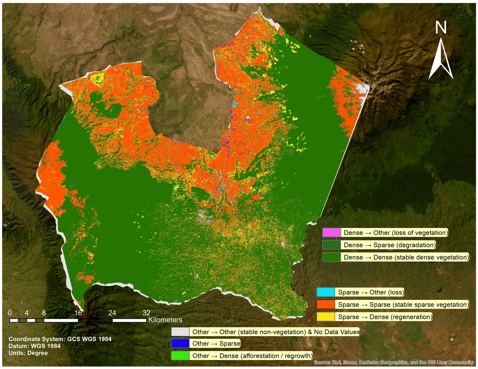 Forest cover change detection overlay