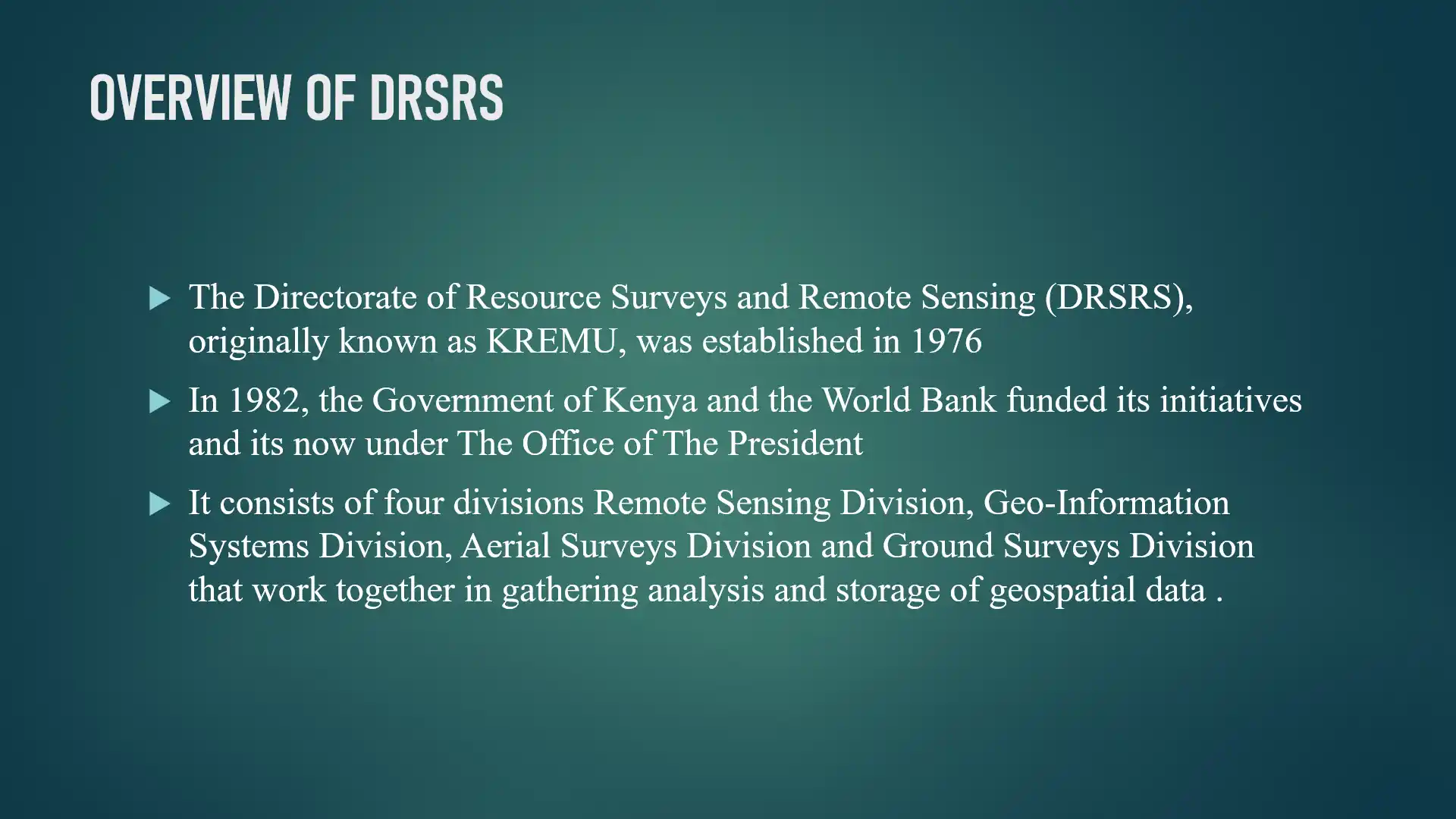 DRSRS site suitability project — slide 2 of 23